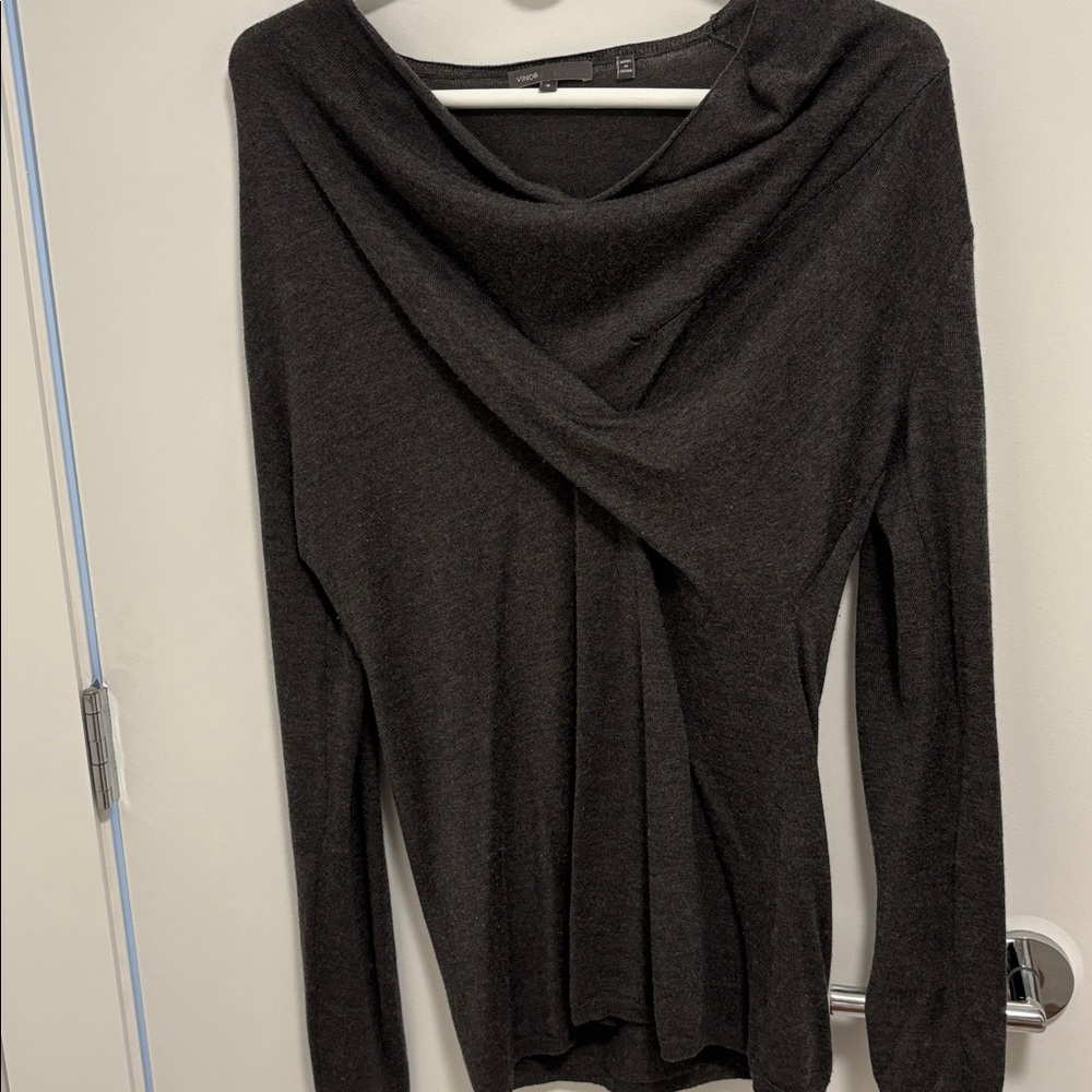 Vince Charcoal Gray Silk Cashmere  Neck Sweater Size S